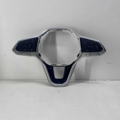 Moldura Volante Comandos De Bordo Nivus Polo T-cross 21 A 26 Prateado Lisa - Imagem 2