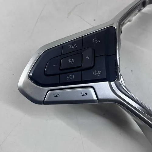 Moldura Volante Comandos De Bordo Nivus Polo T-cross 21 A 26 Prateado Lisa - Imagem 4